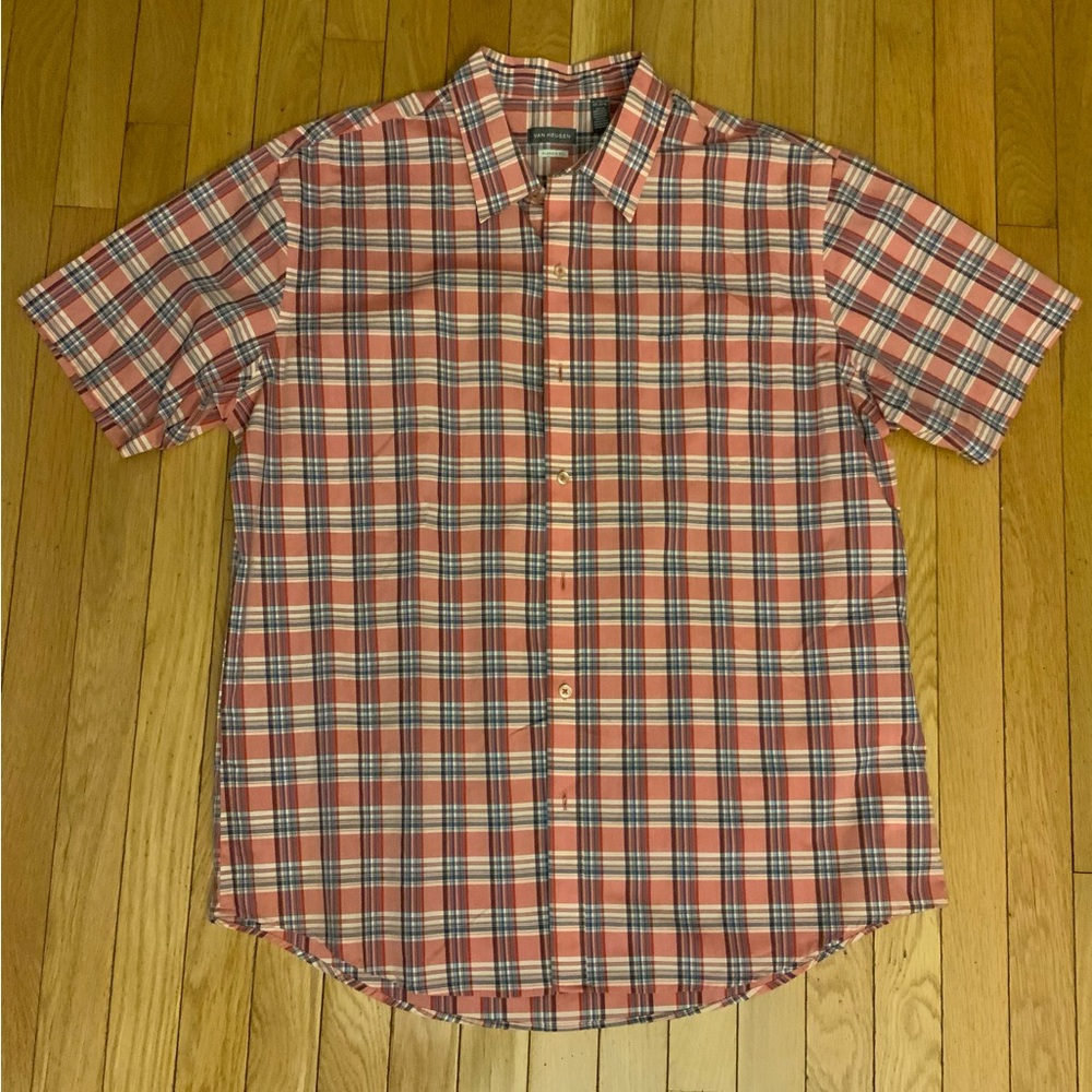 Like New - Van Heusen Pink Plaid Short Sleeve Shirt